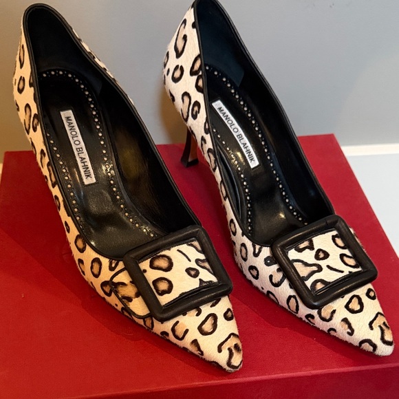 Manolo Blahnik Shoes - Manolo Blahnik Black and Cream Leopard Heels